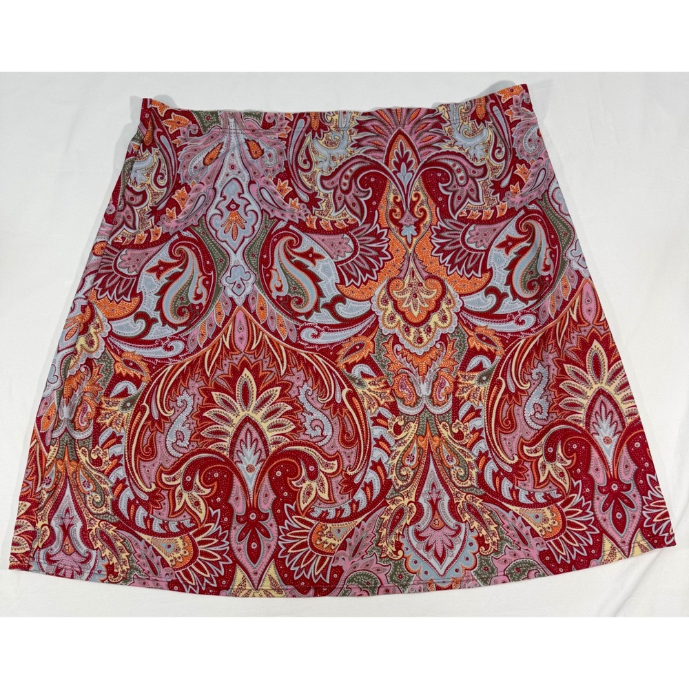 Athleta Red Pink Paisley Swim Skirt XL Boho Beach Cover Up 32171